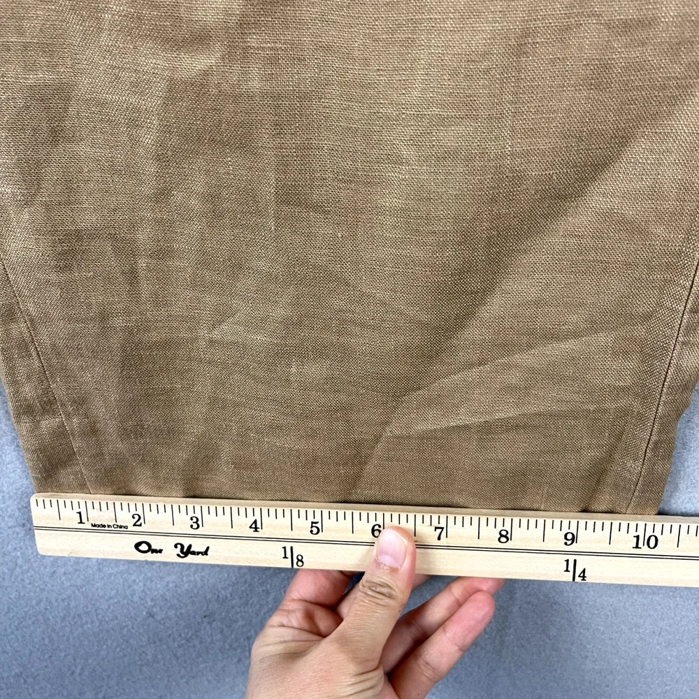 Banana Republic Linen Pant Women 12 Short 12S Latte Tan Wide Leg Pleated Classic
